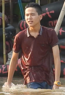 Swimming in a polo shirt